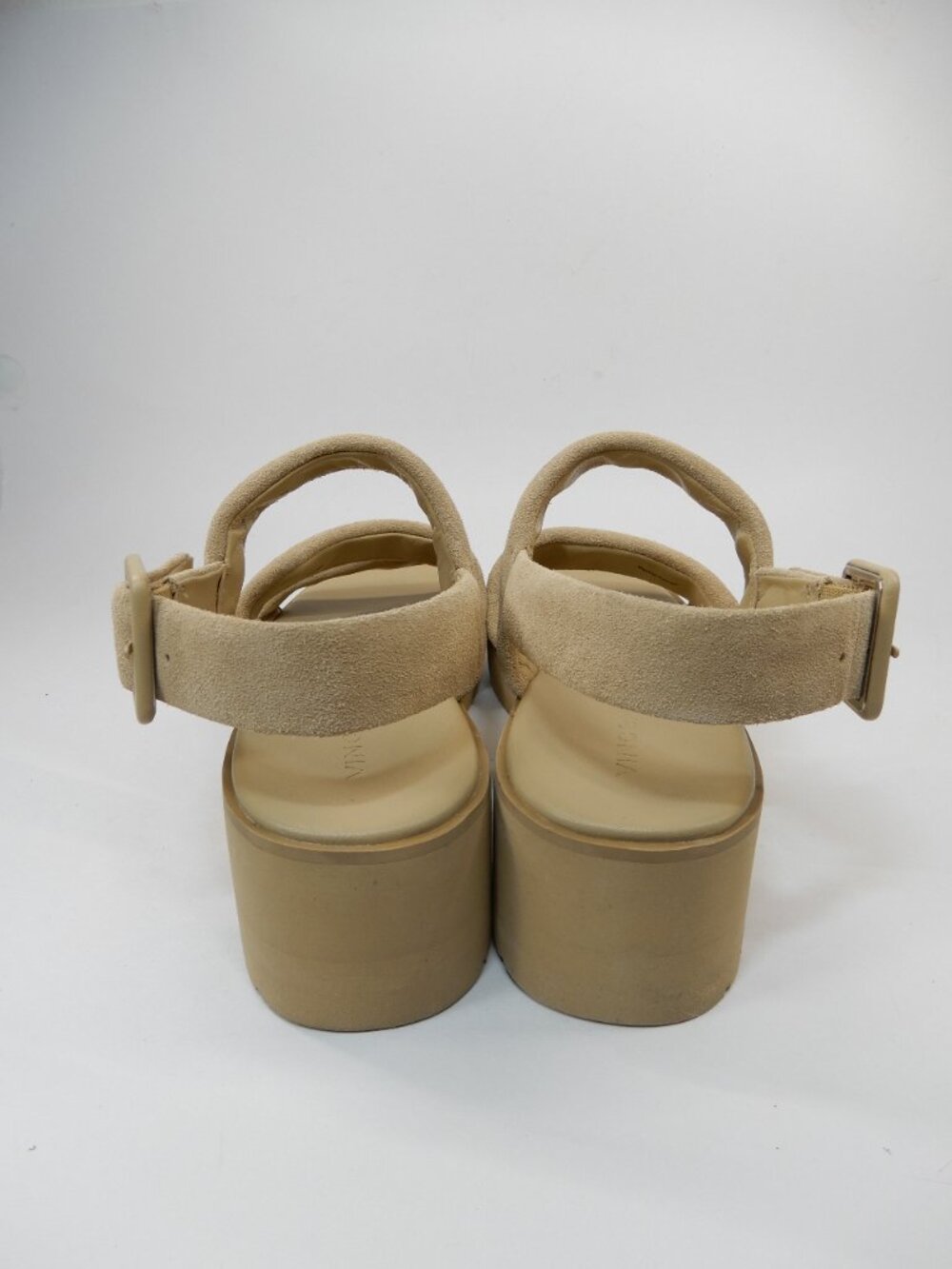VINCE Skylar Low Wedge Slingback SANDALS Size 8.5 Nude Beige Suede NEW $280 - Picture 11 of 16